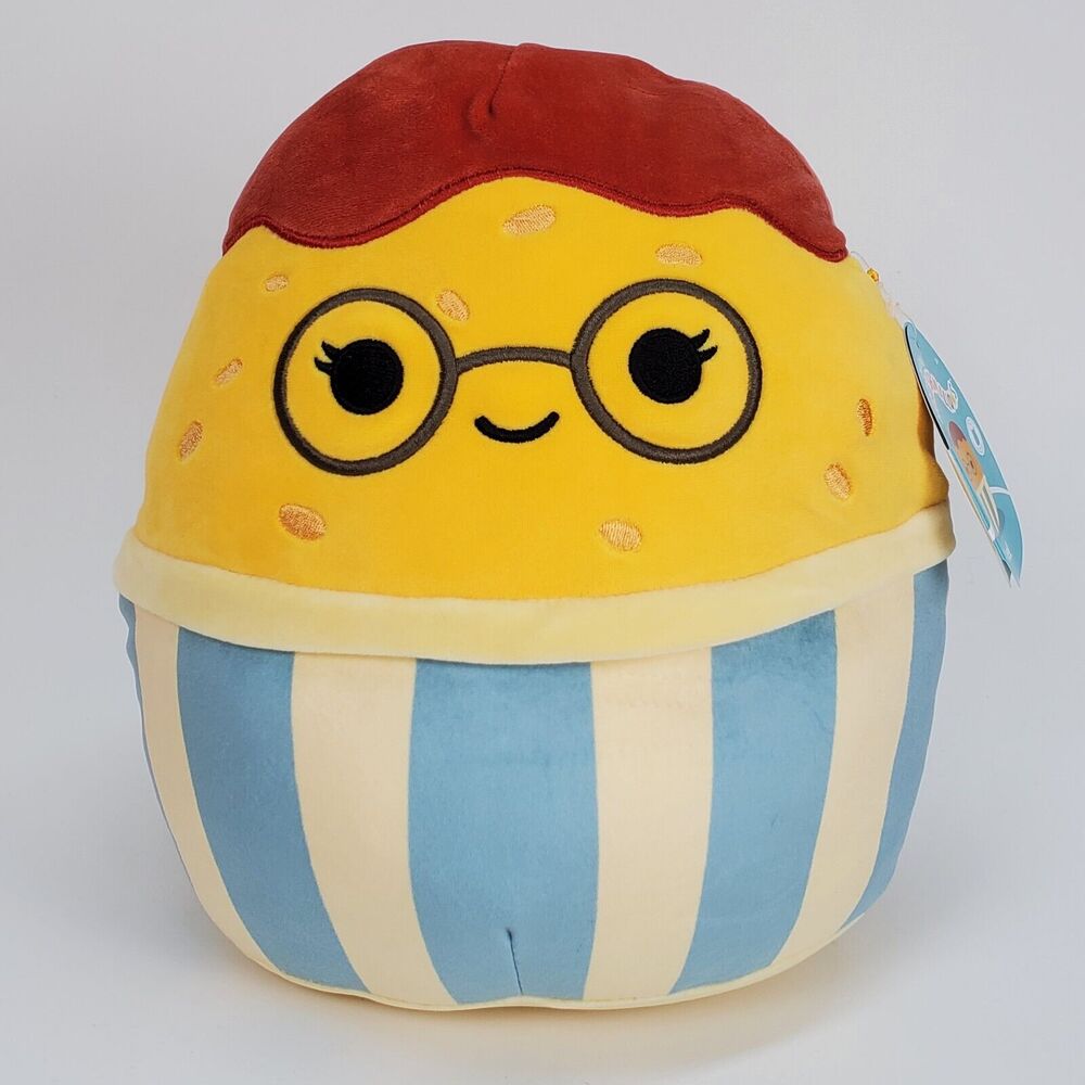 Squishmallows Yael the Nugget 10 inch‎ Plush Yellow Blue Striped Food Kellytoy